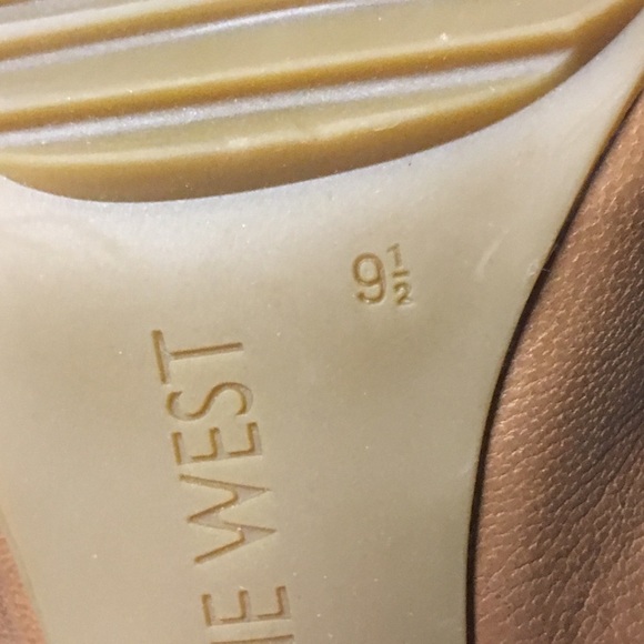 Nine West camel color high heeled slides. - Picture 7 of 8